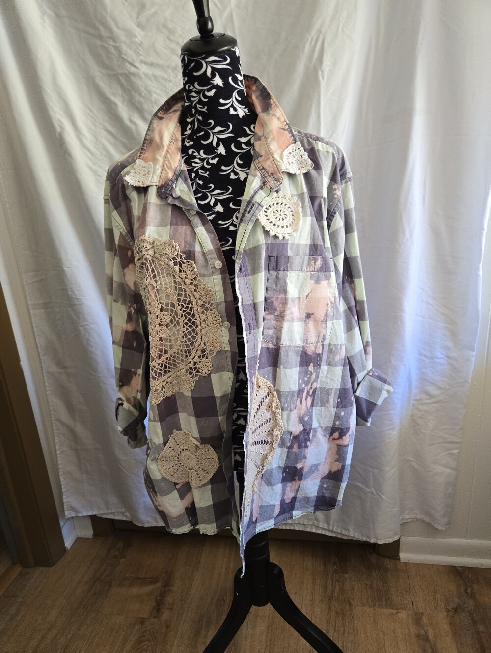 Handcrafted Plaid Button-Front Shirt Jacket -